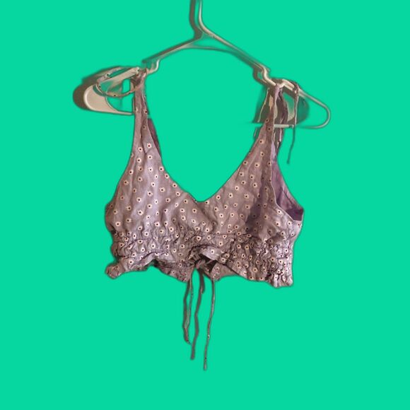 Princess Polly Purple Delilah Floral Front Tie Size 2 - Picture 2 of 7